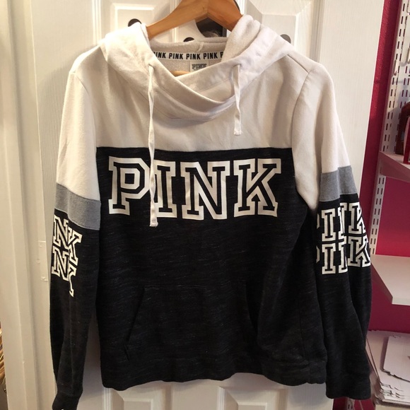 PINK Victoria's Secret Tops - PINK black and white hoodie
